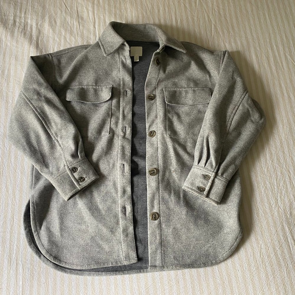 Grey, oversized H&M heavy button down flannel